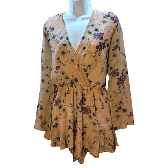 Lioness Pink & Lavender Floral Boho Ruffled Romper/ Playsuit SZ 10 - Picture 2 of 7